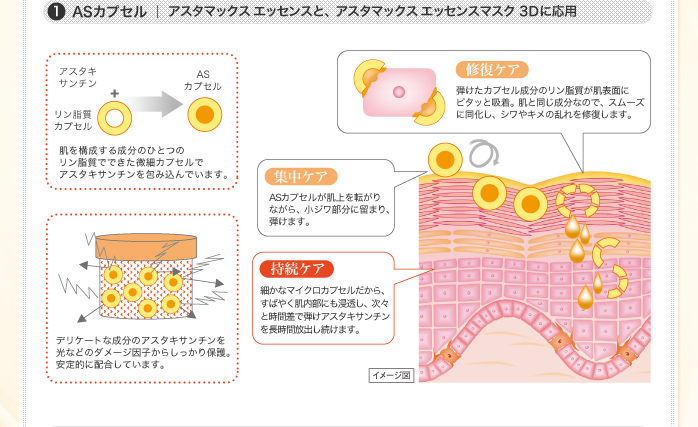 (1) ASカプセル｜アスタマックス エッセンスと、アスタマックス エッセンスマスク 3Dに応用