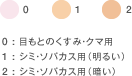 0 : 目もとのくすみ・クマ用　1 : シミ・ソバカス用（明るい）　2 : シミ・ソバカス用（暗い）