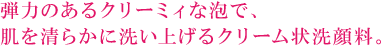 弾力のあるクリーミィな泡で、肌を清らかに洗い上げるクリーム状洗顔料。